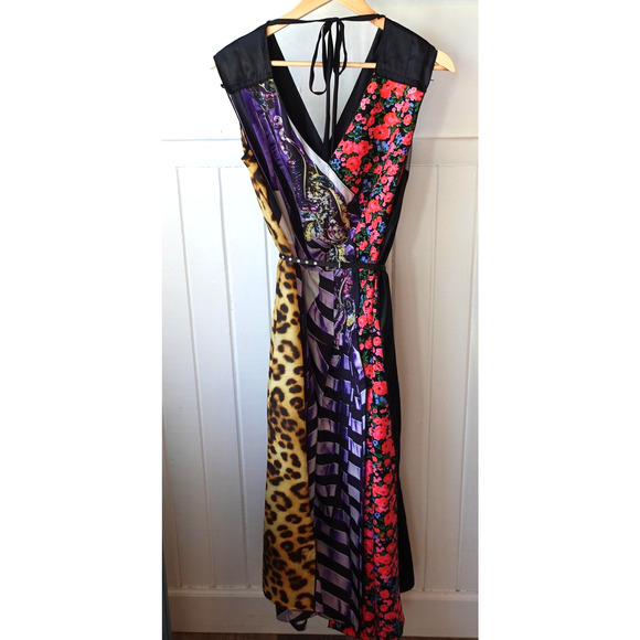 Vintage Marc Jacobs Runway Photographic Stripe Midi Dress 4 Y2K Floral Leopard - Picture 2 of 14